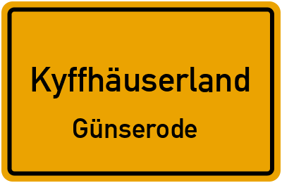 Straßenverzeichnis Kyffhäuserland Günserode