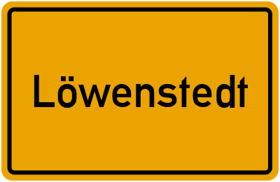 Ortsschild von Gemeinde Löwenstedt in Schleswig-Holstein