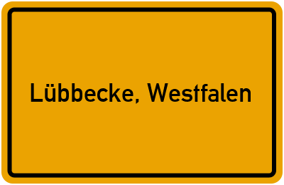 Ortsschild von Stadt Lübbecke, Westfalen in Nordrhein-Westfalen