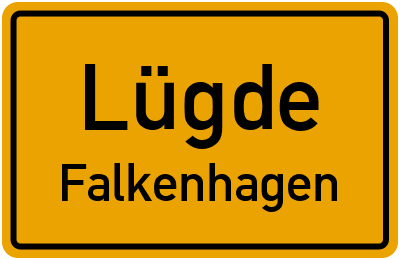 Ortsschild Lügde Falkenhagen