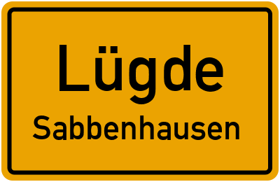 Ortsschild Lügde Sabbenhausen
