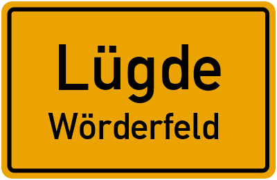 Ortsschild Lügde Wörderfeld