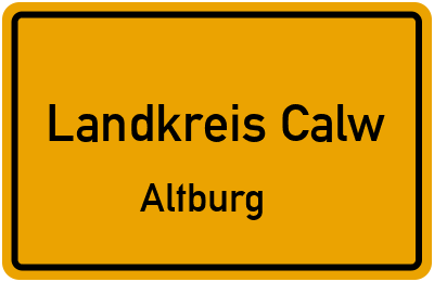 Straßenverzeichnis Landkreis Calw Altburg