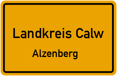 Straßenverzeichnis Landkreis Calw Alzenberg