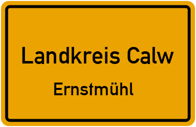 Straßenverzeichnis Landkreis Calw Ernstmühl