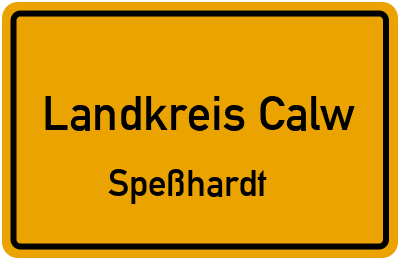 Straßenverzeichnis Landkreis Calw Speßhardt