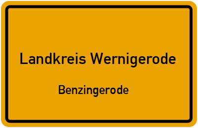 Straßenverzeichnis Landkreis Wernigerode Benzingerode