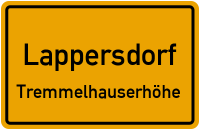 Ortsschild Lappersdorf Tremmelhauserhöhe
