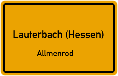 Ortsschild Lauterbach (Hessen) Allmenrod