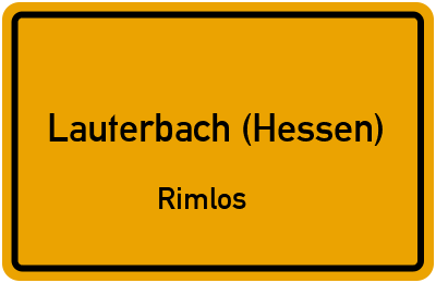 Ortsschild Lauterbach (Hessen) Rimlos