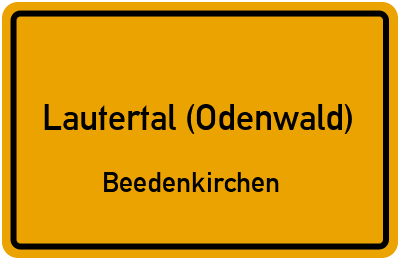 Ortsschild Lautertal (Odenwald) Beedenkirchen