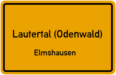 Ortsschild Lautertal (Odenwald) Elmshausen