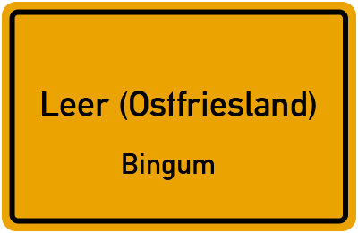 Ortsschild Leer (Ostfriesland) Bingum