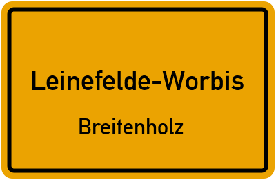 Straßenverzeichnis Leinefelde-Worbis Breitenholz