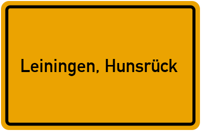 Ortsschild von Gemeinde Leiningen, Hunsrück in Rheinland-Pfalz