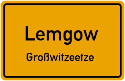 Ortsschild Lemgow Großwitzeetze