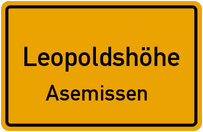 Ortsschild Leopoldshöhe Asemissen
