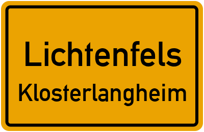 Ortsschild Lichtenfels Klosterlangheim