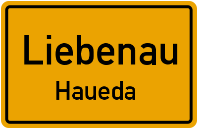 Ortsschild Liebenau Haueda