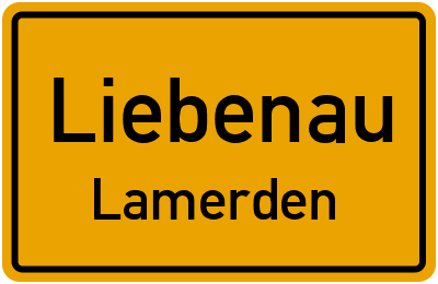 Ortsschild Liebenau Lamerden