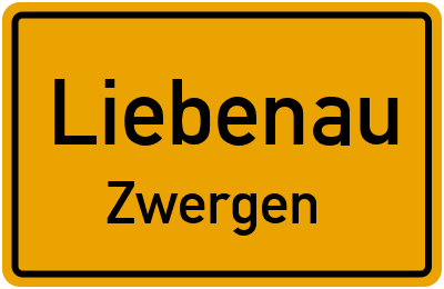 Ortsschild Liebenau Zwergen
