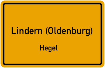 Ortsschild Lindern (Oldenburg) Hegel