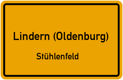 Ortsschild Lindern (Oldenburg) Stühlenfeld