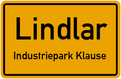 Ortsschild Lindlar Industriepark Klause