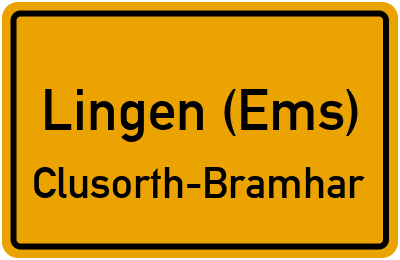 Ortsschild Lingen (Ems) Clusorth-Bramhar