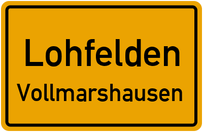 Ortsschild Lohfelden Vollmarshausen