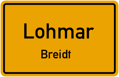 Ortsschild Lohmar Breidt