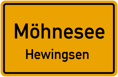 Ortsschild Möhnesee Hewingsen