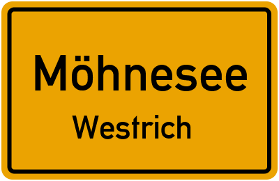 Ortsschild Möhnesee Westrich
