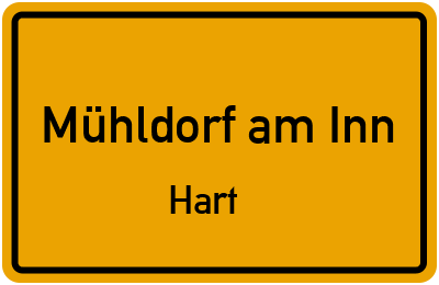 Ortsschild Mühldorf am Inn Hart