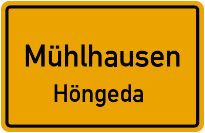 Straßenverzeichnis Mühlhausen Höngeda