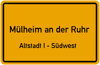 Straßenverzeichnis Mülheim an der Ruhr Altstadt I - Südwest