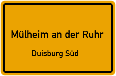 Straßenverzeichnis Mülheim an der Ruhr Duisburg Süd