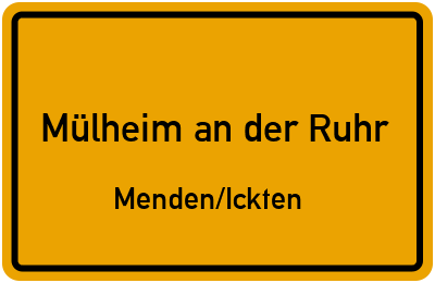 Straßenverzeichnis Mülheim an der Ruhr Menden/Ickten