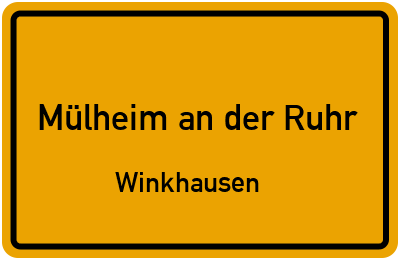 Ortsschild Mülheim an der Ruhr Winkhausen
