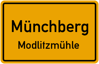 Ortsschild Münchberg Modlitzmühle
