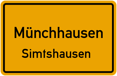 Ortsschild Münchhausen Simtshausen