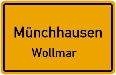 Ortsschild Münchhausen Wollmar