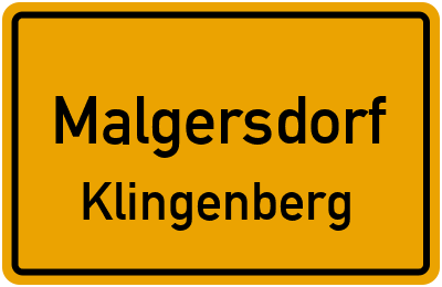 Ortsschild Malgersdorf Klingenberg