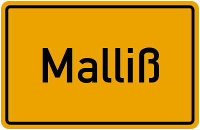 Ortsschild von Malliß in Mecklenburg-Vorpommern