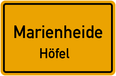 Ortsschild Marienheide Höfel