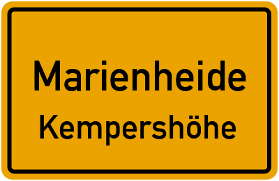 Ortsschild Marienheide Kempershöhe