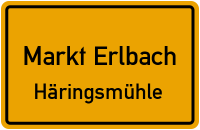 Ortsschild Markt Erlbach Häringsmühle