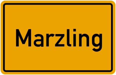 Ortsschild von Gemeinde Marzling in Bayern