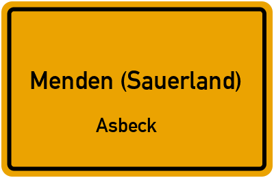 Ortsschild Menden (Sauerland) Asbeck