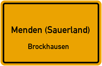 Ortsschild Menden (Sauerland) Brockhausen